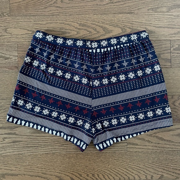 La Vie En Rose Super Soft Pyjama Shorts - Fair Isle Print - Navy Blue/Red/White - Picture 6 of 7
